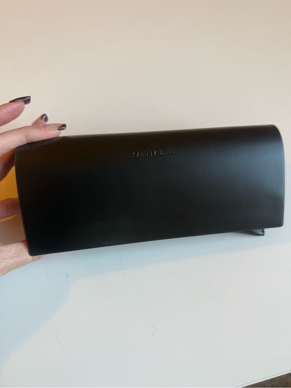 Saint Laurent Black Leather Envelope Sunglasses Case - Picture 2 of 4